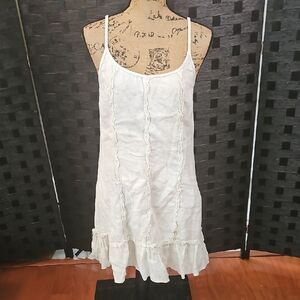Hard Tail Forever Linen Spagetti Strap Ruffle Dress Size Medium